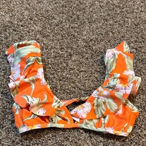 Xhilaration Orange Floral Bikini Top